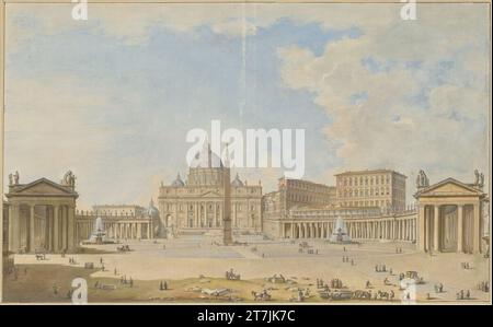 Francesco Pannini St Piazza San Pietro a Roma sotto il sole. Base di calcolo; acquerello Foto Stock