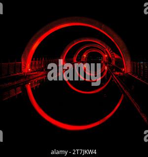 Falkirk Wheel di notte, Falkirk, Scozia Foto Stock