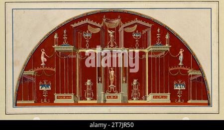 Vincenzo Brenna Tavole illustrative per la grande banda folio 'Vestigia delle Terme di Tito e loro Internal Pictures': Lunetta con mercurio. Acquerello, colori di copertina intorno al 1780 Foto Stock
