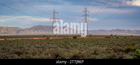 Palo elettrico australiano con Glass House nel sud dell'Australia rurale Foto Stock