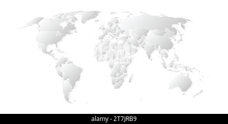 Mappa del mondo grigia su sfondo bianco Illustrazione Vettoriale