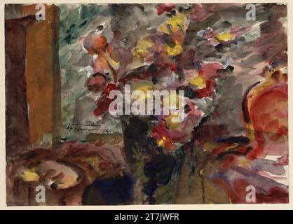 Vaso Lovis Corinth Flower su un tavolo. Acquerello 1922 , 1922 Foto Stock