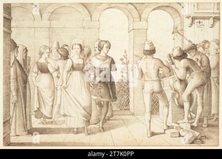 Julius Veit Hans Schnorr von Carolsfeld società italiana di danza. Feder in marrone 1817 , 1817 Foto Stock