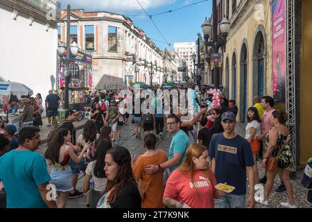 Santos, Brasile. Festa geek in via Comércio, quartiere Valongo. Foto Stock