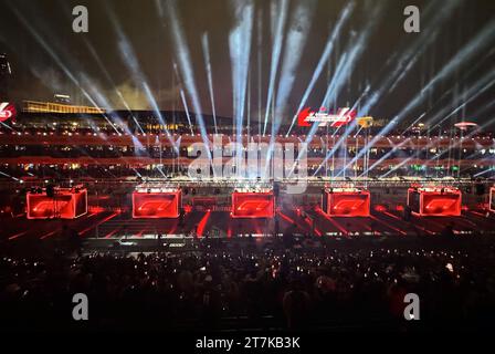 Las Vegas, Nevada, USA. 15 novembre 2023. Vista della cerimonia di apertura del Gran Premio di Formula 1 di Las Vegas il 15 novembre 2023 a Las Vegas, Nevada. Crediti: Mpi34/Media Punch/Alamy Live News Foto Stock