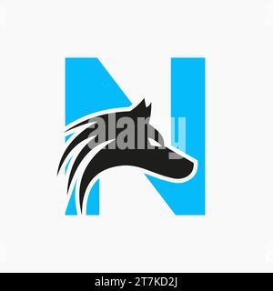 Logo Letter N Wolf. Modello vettoriale Wolf Symbol Illustrazione Vettoriale