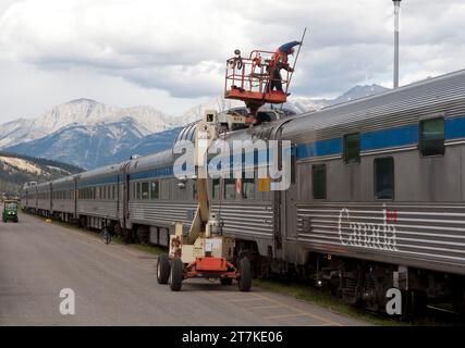 IL TRENO PASSEGGERI TRANSCONTINENTALE CANADESE TORONTO VANCOUVER Foto Stock