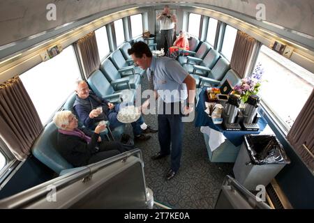 IL TRENO PASSEGGERI TRANSCONTINENTALE CANADESE TORONTO VANCOUVER Foto Stock