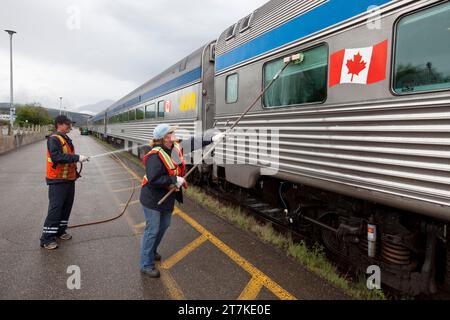 IL TRENO PASSEGGERI TRANSCONTINENTALE CANADESE TORONTO VANCOUVER Foto Stock