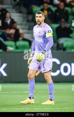 Melbourne, Victoria, Australia. 16 novembre 2023. MELBOURNE, AUSTRALIA - 16 NOVEMBRE: L'australiano Mathew Ryan durante la partita di qualificazione della Coppa del mondo FIFA 2026 tra Australia Socceroos e Bangladesh all'AAMI Park il 16 novembre 2023 a Melbourne, Australia (Credit Image: © Chris Putnam/ZUMA Press Wire) SOLO PER USO EDITORIALE! Non per USO commerciale! Foto Stock