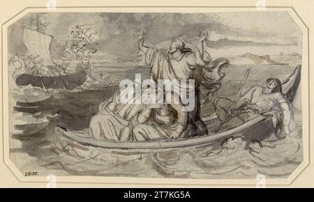 Gustav Gaul la nave fantasma di Venezia. Matita, pennello, lavata grigia, primavera Foto Stock