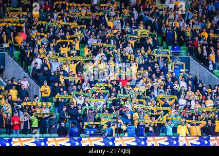 Melbourne, Victoria, Australia. 16 novembre 2023. MELBOURNE, AUSTRALIA - 16 NOVEMBRE: Atmosfera durante la partita di qualificazione della Coppa del mondo FIFA 2026 tra Australia Socceroos e Bangladesh all'AAMI Park il 16 novembre 2023 a Melbourne, Australia (immagine di credito: © Chris Putnam/ZUMA Press Wire) SOLO PER USO EDITORIALE! Non per USO commerciale! Foto Stock