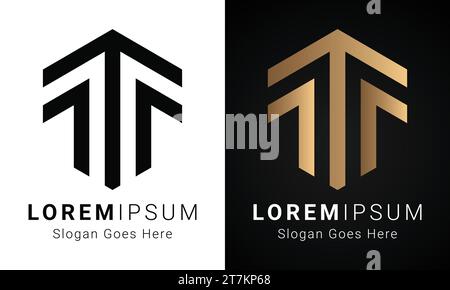 Design con logo lettera di testo monogramma Luxury Initial T. Illustrazione Vettoriale