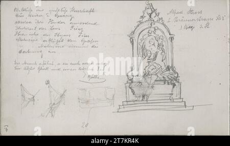 Emerich Alexius Swoboda Draft per un monumento, note; citazione da Goethe. Matita Foto Stock