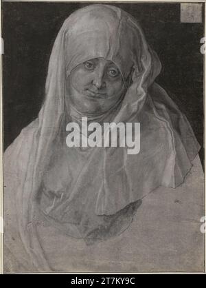 Albrecht Dürer Agnes Dürer nel ruolo di Sant'Anna (presentazione per il "St Anna si terzi'). Pennello in grigio, nero e bianco, a base di grigio pietra; sfondo in nero successivo 1519 , 1519 Foto Stock