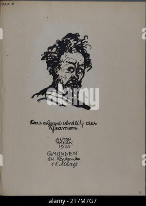 Anton Hanak Un viaggio di recupero a Gmunden, 1923: Il volto sfacciato del tiranno .. Feder in nero, lavato 24.9.1923 , 1923-09-24 Foto Stock