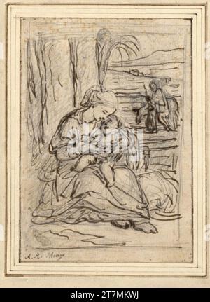 Anton Raphael Mengs la calma durante la fuga in Egitto. Manico in piombo, molla in marrone grigio scuro intorno al 1772/73 Foto Stock