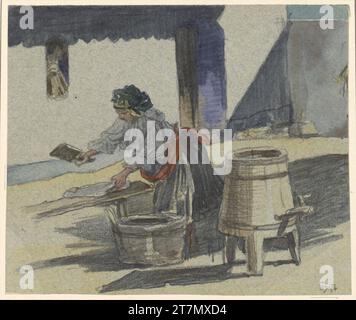 Hanuš Johann Peter Paul Schwaiger Laundress. Acquerello, matita 1894 , 1894 Foto Stock