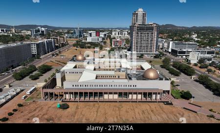 Veduta aerea dell'alta corte nel quartiere centrale degli affari (CBD) a Gaborone, Botswana, Africa Foto Stock