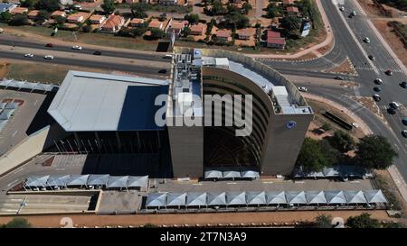 Una vista aerea della sede centrale della SADC nel quartiere centrale degli affari (CBD) a Gaborone, Botswana, Africa Foto Stock