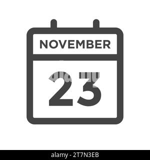 Novembre 23 giorno di calendario o Data di calendario per la scadenza e l'appuntamento Illustrazione Vettoriale