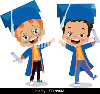 grazioso berretto graduato per bambini Illustrazione Vettoriale