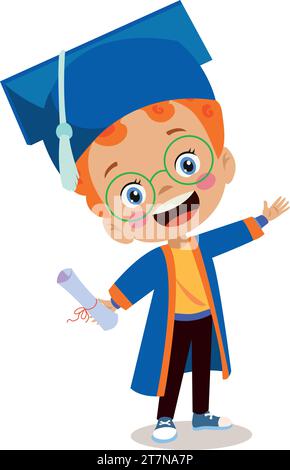 grazioso berretto graduato per bambini Illustrazione Vettoriale