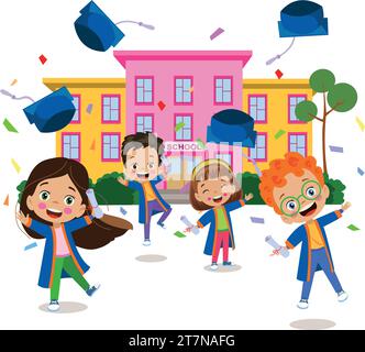 grazioso berretto graduato per bambini Illustrazione Vettoriale