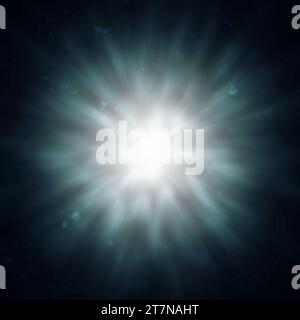 Sfondo blu gradiente con raggi flash, luce astratta incandescente, banner blu sfocato o header design Foto Stock