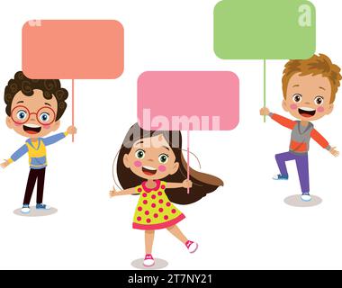 simpatici bambini che tengono in mano il tuo testo Illustrazione Vettoriale
