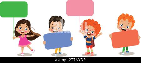 simpatici bambini che tengono in mano il tuo testo Illustrazione Vettoriale