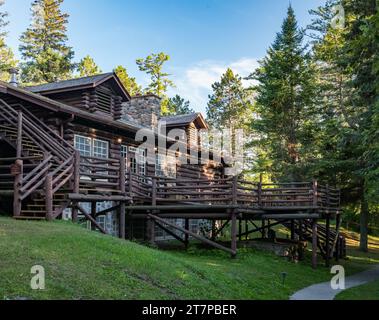 Storico Douglas Lodge nell'Itasca State Park nel Minnesota Foto Stock