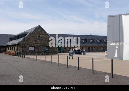 Forum Vogelsang IP, centro visitatori, ex NS-Ordensburg, parco nazionale Eifel, Renania settentrionale-Vestfalia, Germania, Europa Foto Stock