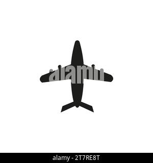 Volo in aeroplano biglietti aereo a decollo di viaggio elemento di silhouette. Piano simbolo. Icona del viaggio. Design piatto. Illustrazione Vettoriale