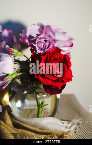 Rose in vaso. Primo piano. Foto Stock