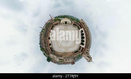 Sheesh Mahal (forte di Lahore) vista aerea panoramica a 360 gradi. Foto Stock