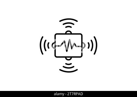 icona sensori avanzati. sensore con forme d'onda dati. icona relativa alla tecnologia. stile icona linea. semplice progettazione vettoriale modificabile Illustrazione Vettoriale