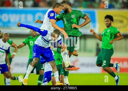 Stato di Akwa Ibom, Nigeria. 16 novembre 2023. Nigeria contro Lesotho. Qualificazioni della Coppa del mondo FIFA. Victor modo Foto Stock