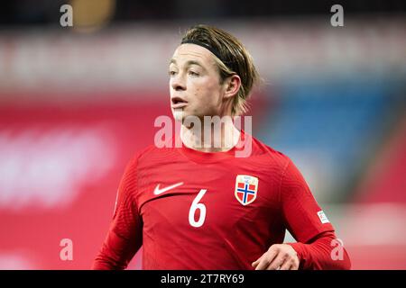 Oslo, Norvegia. 16 novembre 2023. Patrick Berg (6) della Norvegia visto durante l'amichevole di calcio tra Norvegia e Isole Faroe all'Ullevaal Stadion di Oslo. (Foto: Gonzales Photo/Alamy Live News Foto Stock