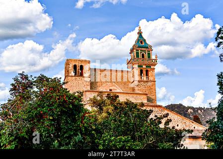 Vista della Certosa di Valldemosa a Maiorca, Isole Baleari Foto Stock