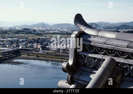 Dettaglio di un tempio a Nagoya, Giappone Foto Stock