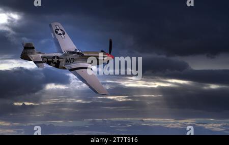 La North American Aviation P Mustang è un americano di long-range, monomarca Seat fighter e caccia bombardiere utilizzati durante la Seconda Guerra Mondiale e la guerra di Corea Foto Stock