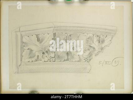 Alfred Castelliz (Zeichner in) fregio di foglie gotiche, vista inclinata. Carta, media -forte; disegno a matita 1889 , 1889 Foto Stock