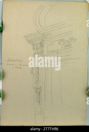 Alfred Castelliz (Zeichner in) Vienna, Oberes Belvedere, cornice del portale, prospettiva. Carta, media -forte; disegno a matita intorno al 1898 Foto Stock