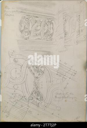 Alfred Castelliz (Zeichner in) Vienna, Baumgartner Schlößel, scalinata, strappi, taglio, prospettiva. Carta, azienda; matita disegnata intorno al 1902 Foto Stock