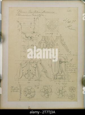 Alfred Castelliz (Zeichner in) Roma, Museo Capitolino, Dettagli di architettura, Onriß, Cut. Carta, media -forte; disegno a matita 1898 , 1898 Foto Stock