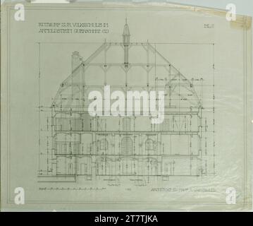 Alfred Castelliz Arnoldstein, scuola elementare, sezione C-d.. Carta trasparente; disegno preliminare e primaverile a matita (nero) 1909 , 1909 Foto Stock