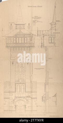 Gebrüder Anton und Josef Drexler (Entwerfer in) Vienna, Kagran, trotto, torre dell'acqua, lacerazioni e tagli. Copia con immissioni matite; carta, media -forte; 1894-1897 , 1894/1897 Foto Stock