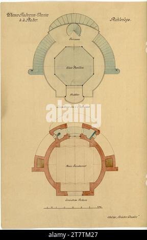 Gebrüder Anton und Josef Drexler (Entwerfer in) Vienna, Krieau, Trabrennverein, Richterloge, 1897. Disegno a penna; carta, media -forte 1897 , 1897 Foto Stock