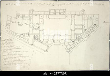 Johann Aman (Zeichner in) Vienna i, Hofburg, Aman Reconstruction, designazione per la planimetria complessiva dai nuovi progetti edilizi o edifici costruiti tra il 1740 e il 1790. Grafite (presentazione); Feder in nero 1824 , 1824 Foto Stock